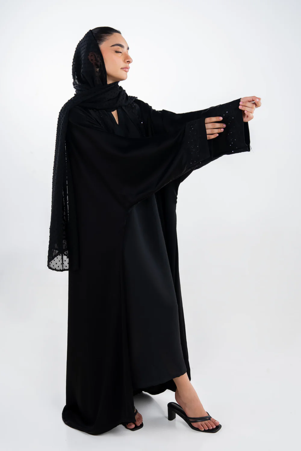3PC Georgette Embroidered Abaya - Image 6