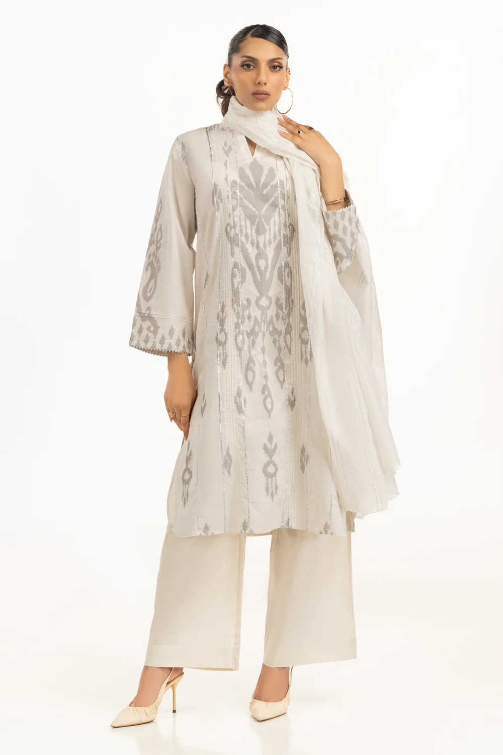 3PC Jacquard Embellished Suit