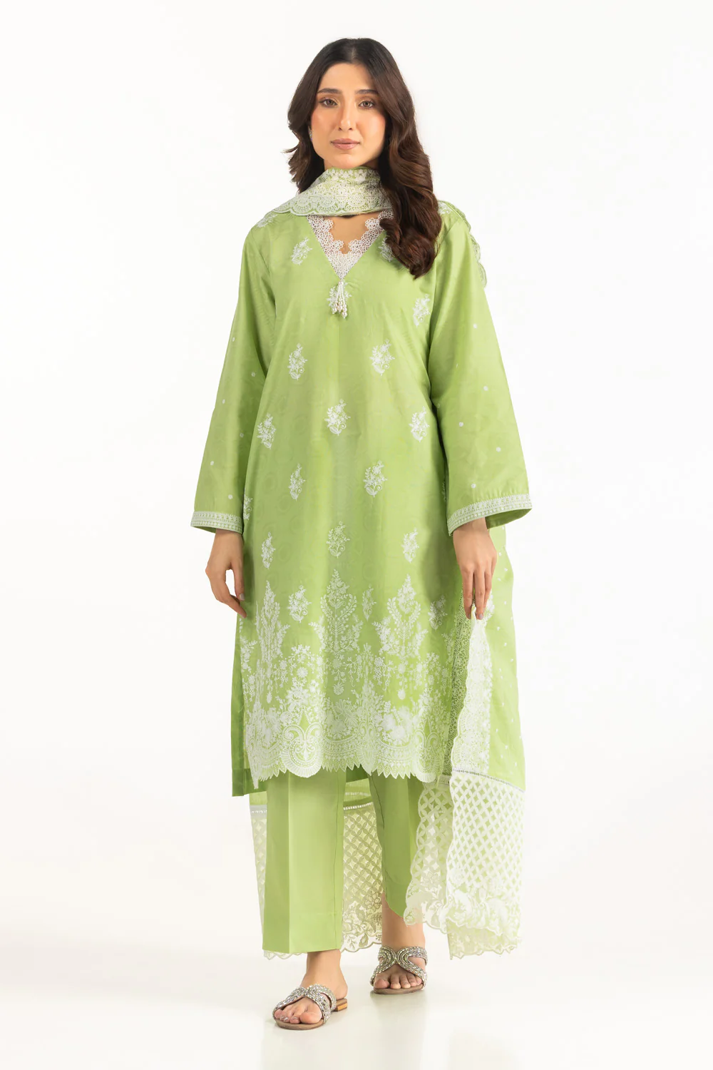 3PC Jacquard Embroidered Suit