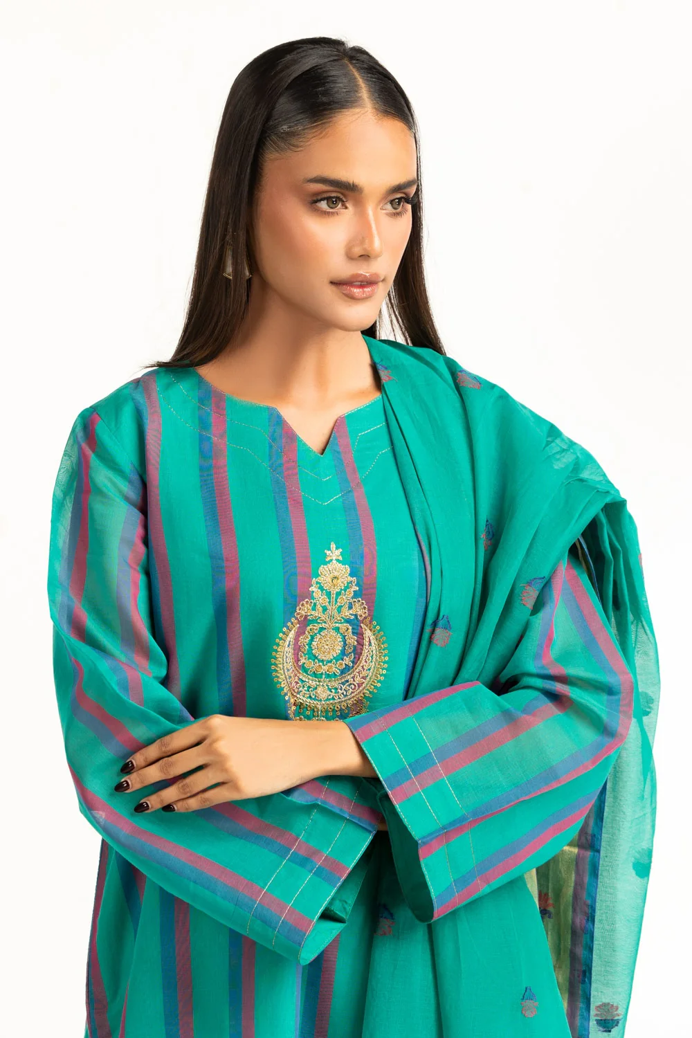 3PC Jacquard Embroidered Suit - Image 2