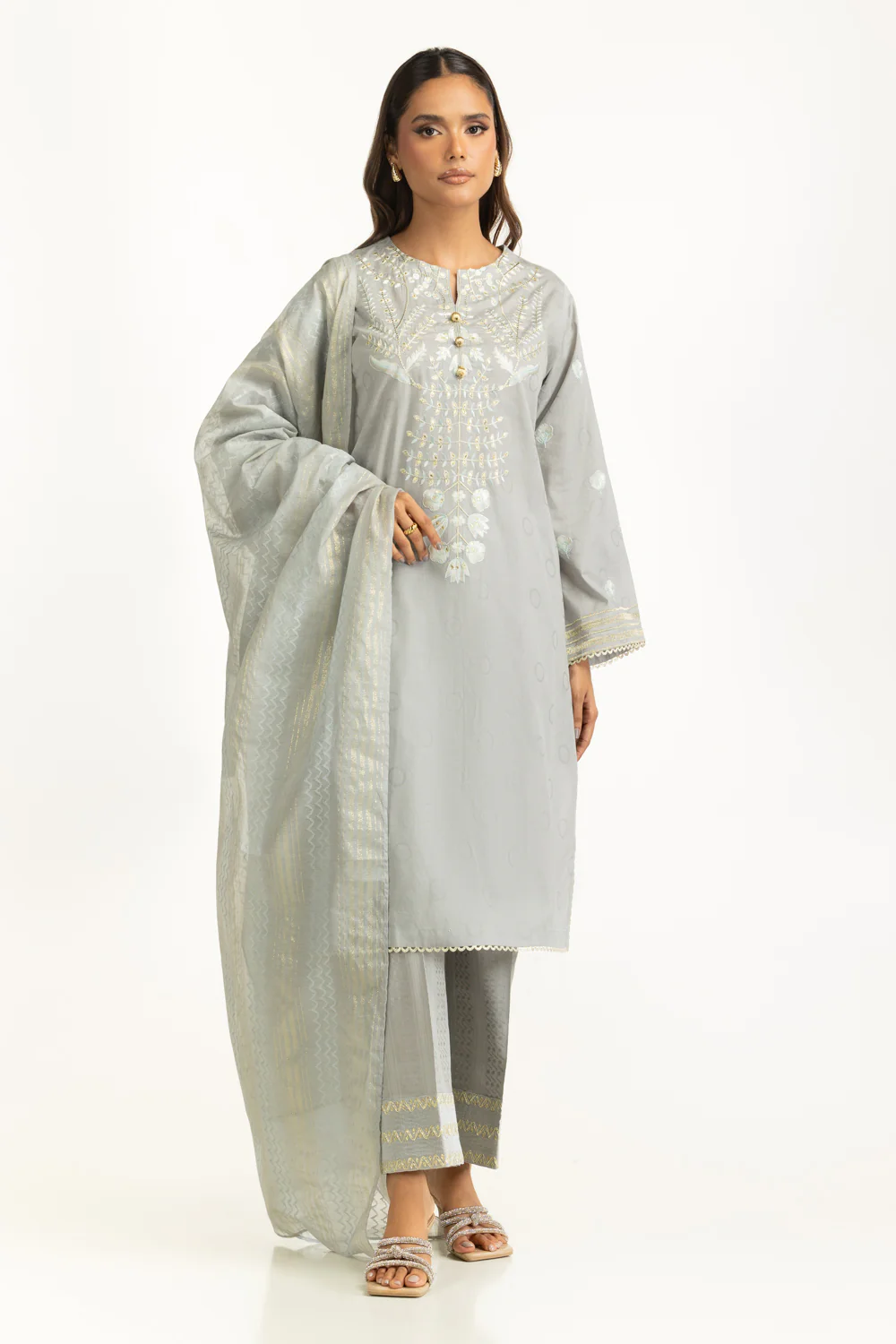 3PC Jacquard Suit With Embroidered - Image 2