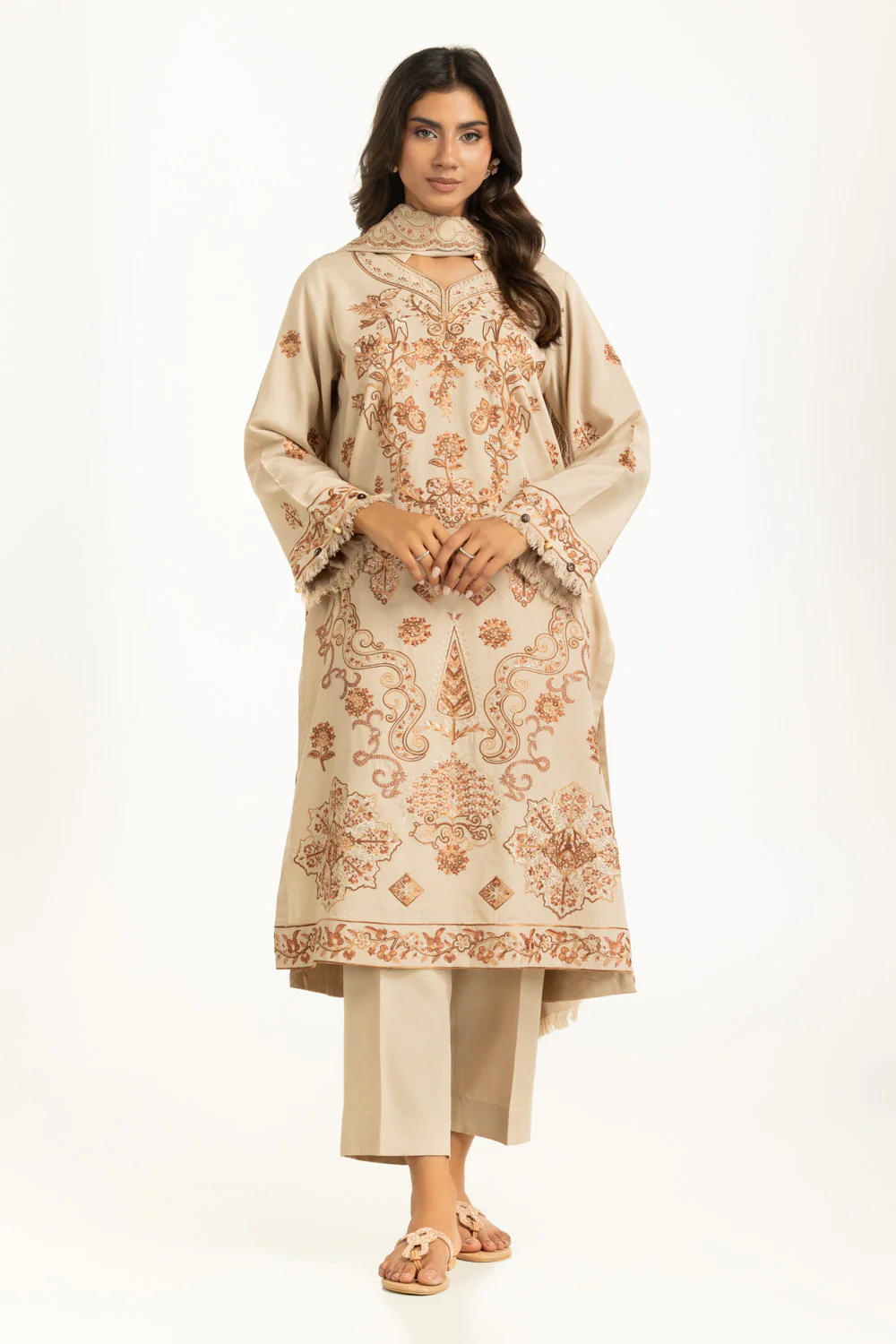 3PC Karandi Embroidered Suit - Image 4