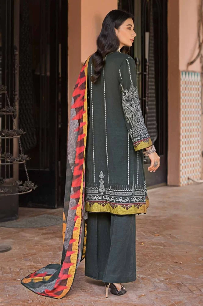 3 Piece Khaddar Jacquard Unstitched Suit with Cotton Net Dupatta - Image 4