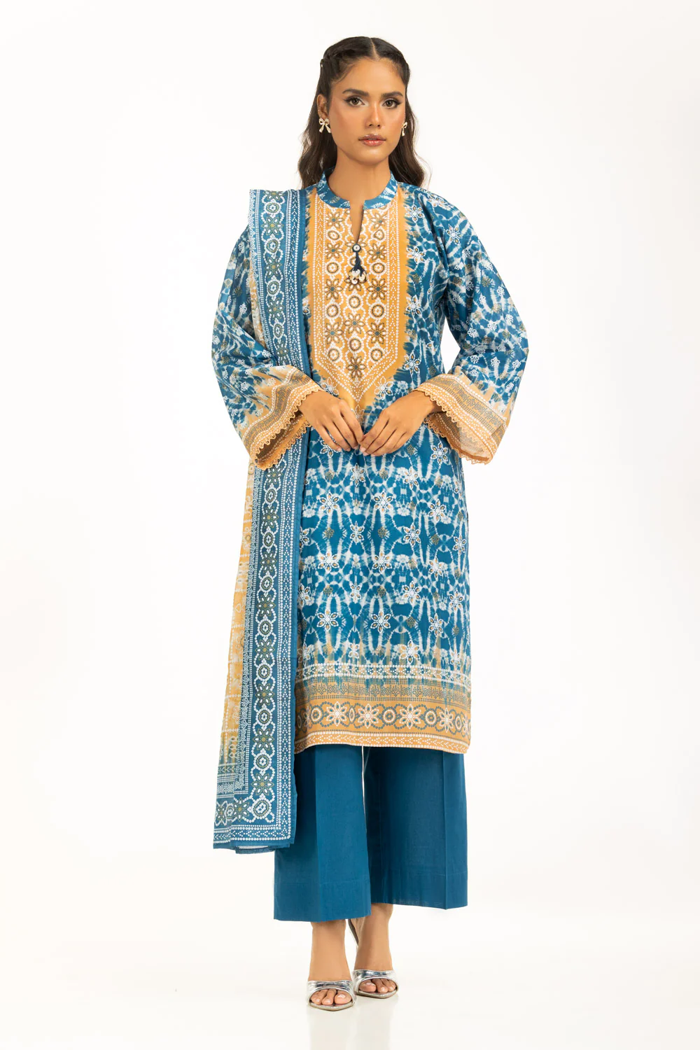 3PC Lacquer Printed Lawn Suit