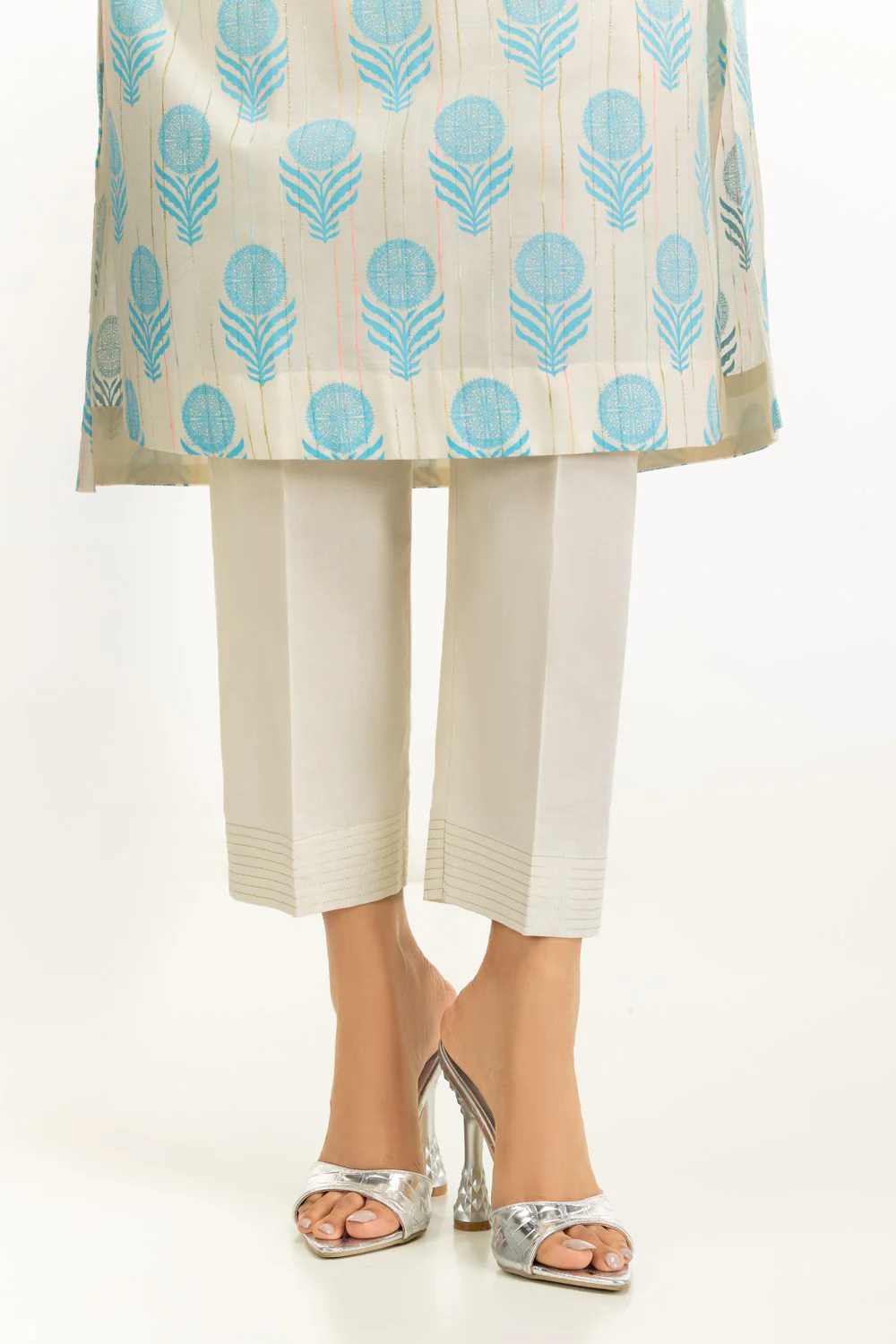3PC Lacquer Printed Slub Yarn Suit - Image 2
