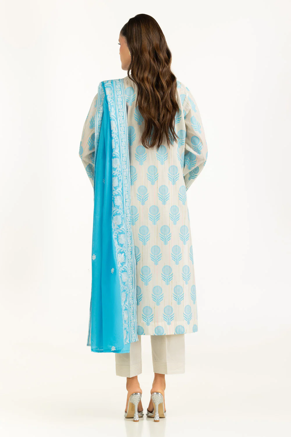 3PC Lacquer Printed Slub Yarn Suit - Image 3