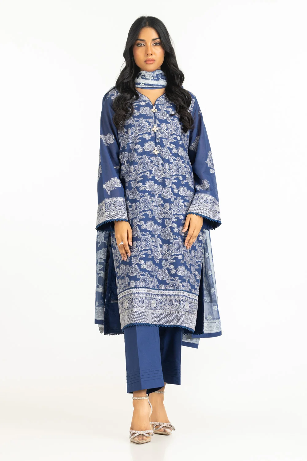 3PC Lacquer Printed Swiss Voile Embroidered Suit IUSTKSD-635s - Image 3