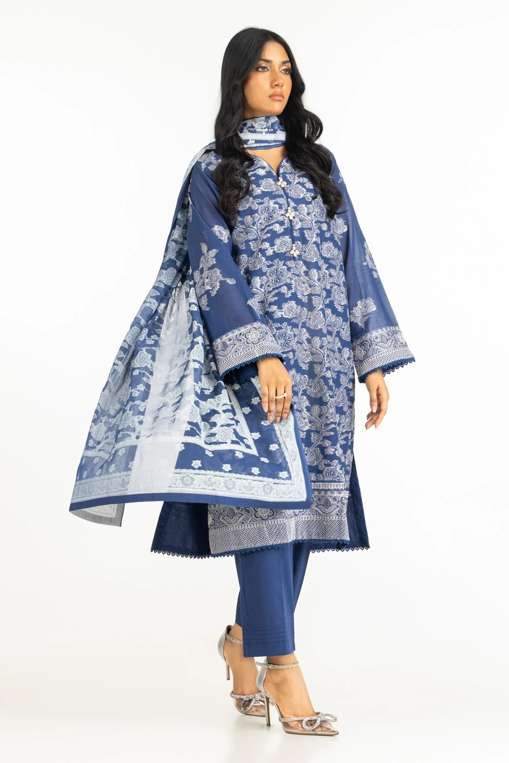 3PC Lacquer Printed Swiss Voile Embroidered Suit IUSTKSD-635s - Image 4
