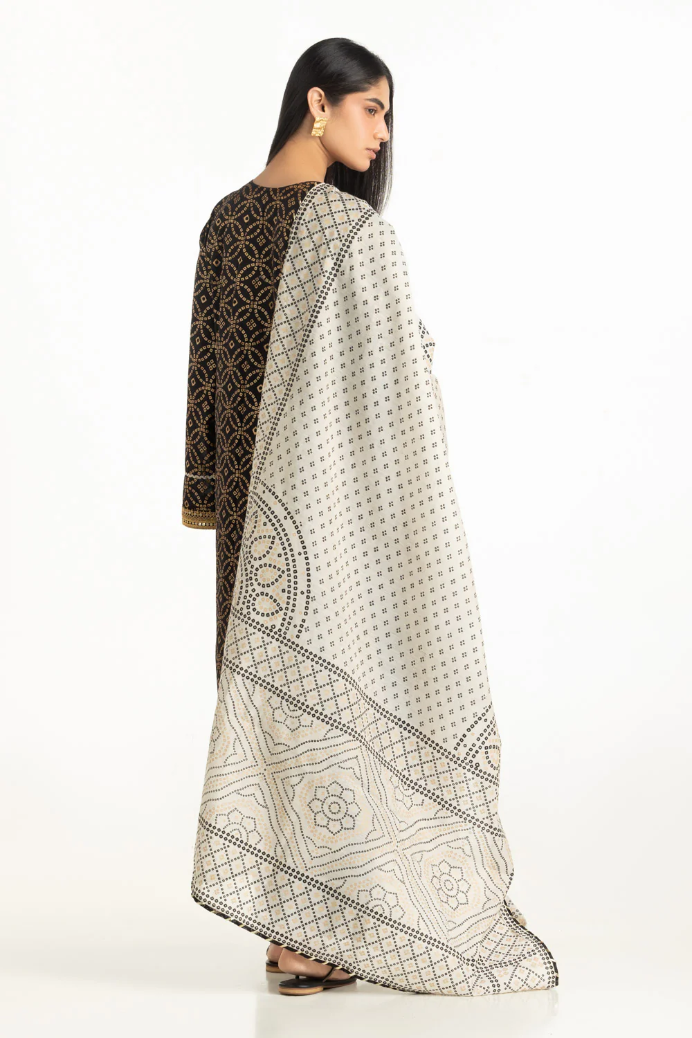 3PC Lawn Gold Printed Suit With Embroidered - Image 6