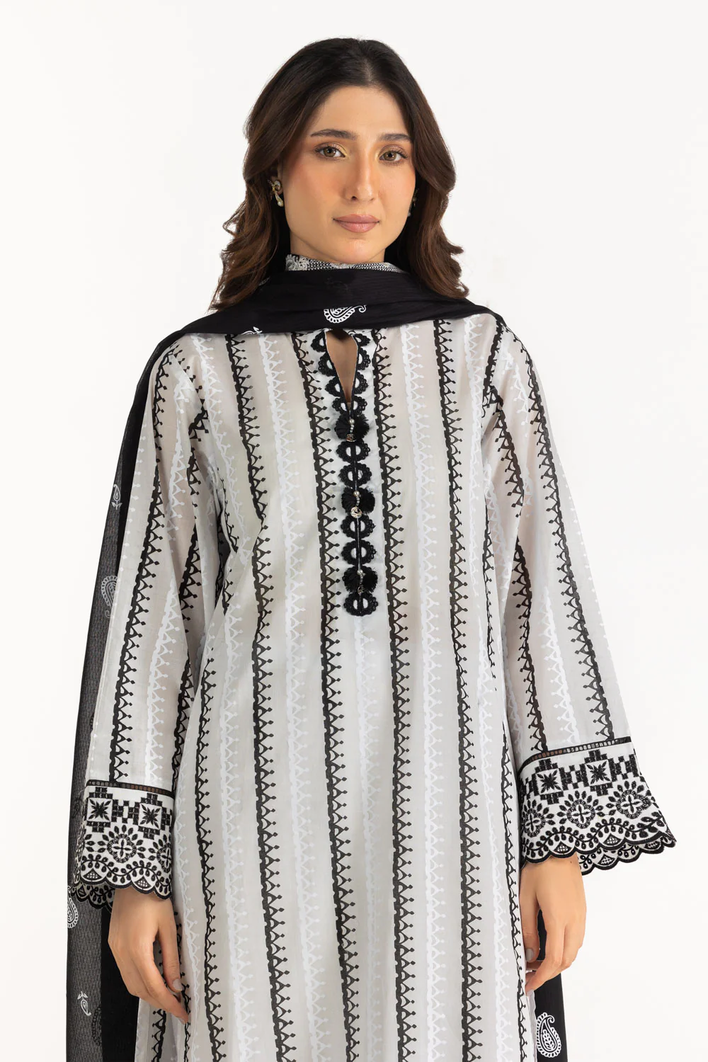 3PC Lawn Lacquer Printed Suit With Embroidered - Image 3