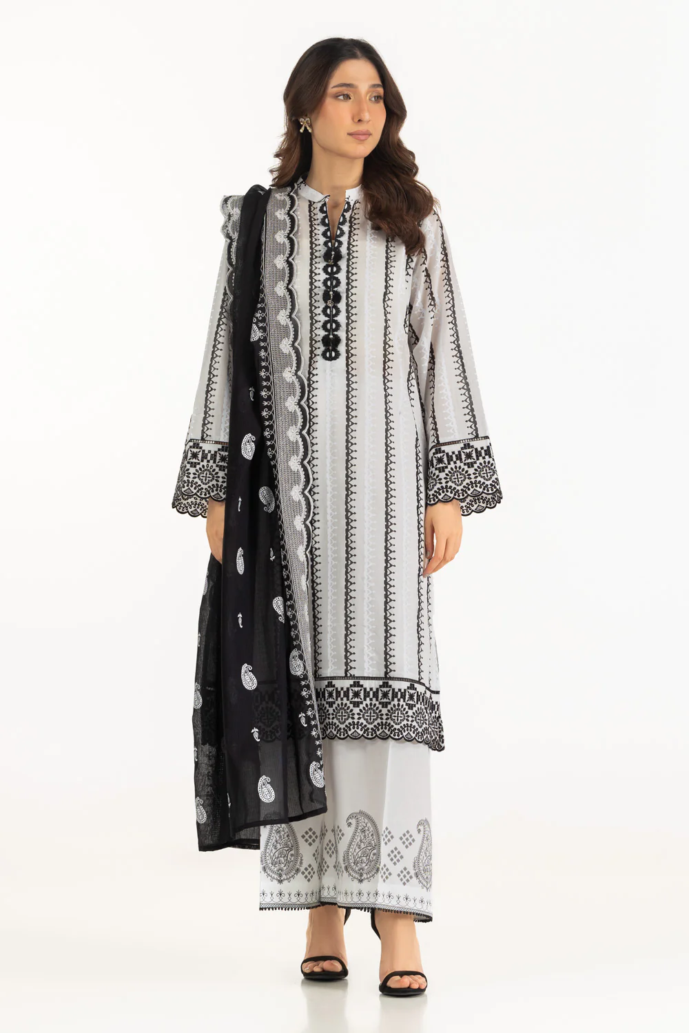3PC Lawn Lacquer Printed Suit With Embroidered - Image 6