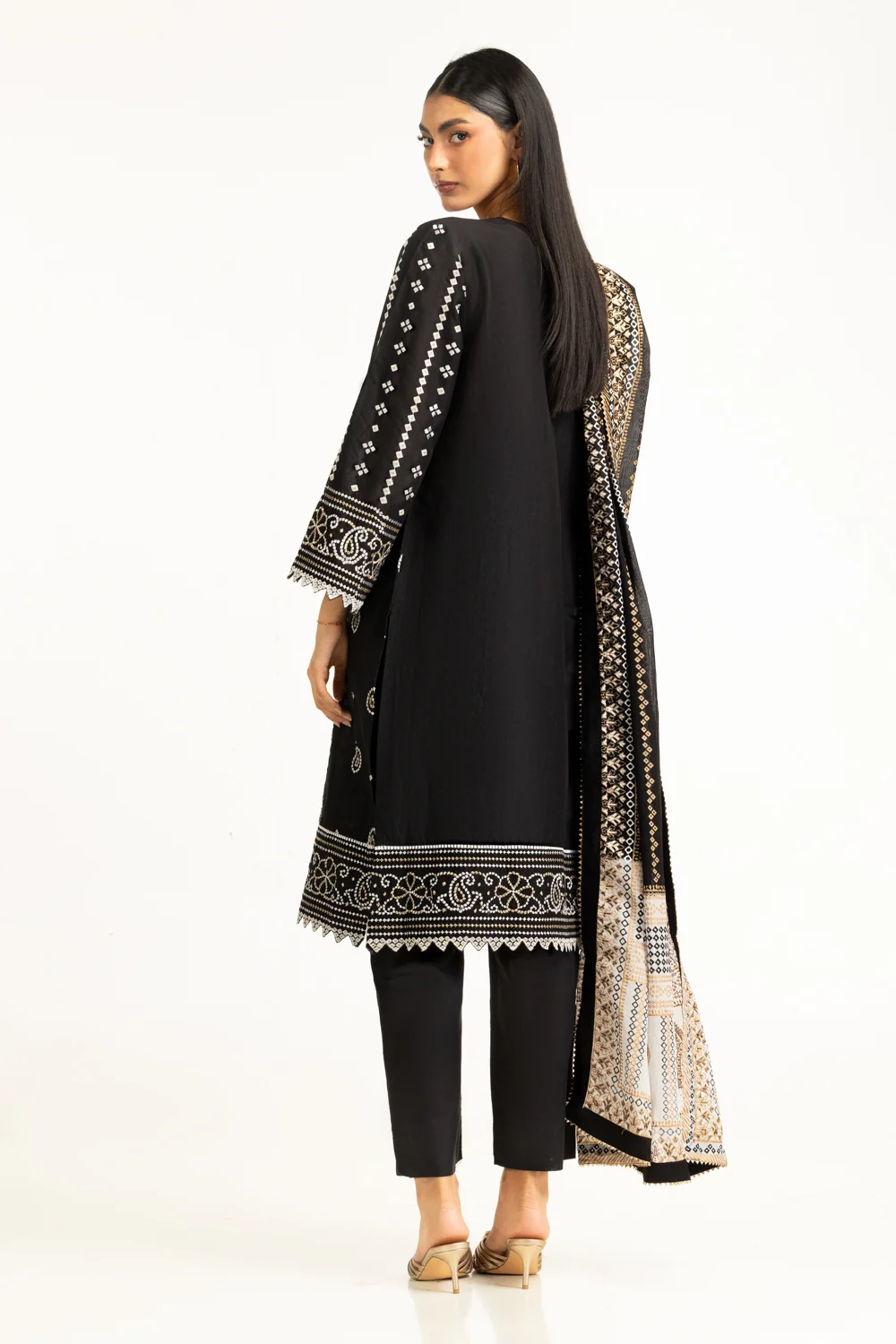 3PC Lawn Lacquer Printed Suit With Embroidered - Image 5