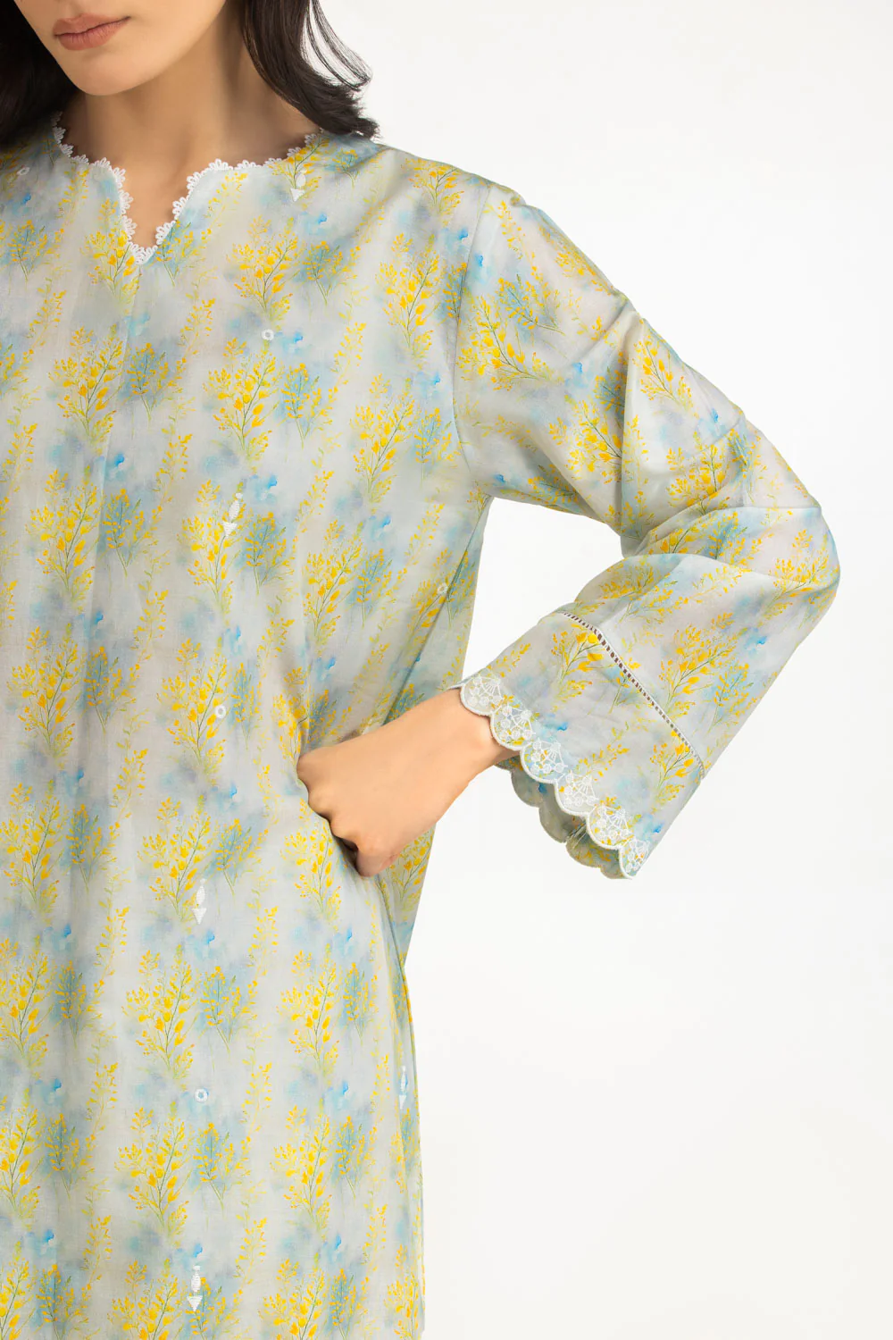 3PC Lawn Printed Suit With Embroidered - Image 2