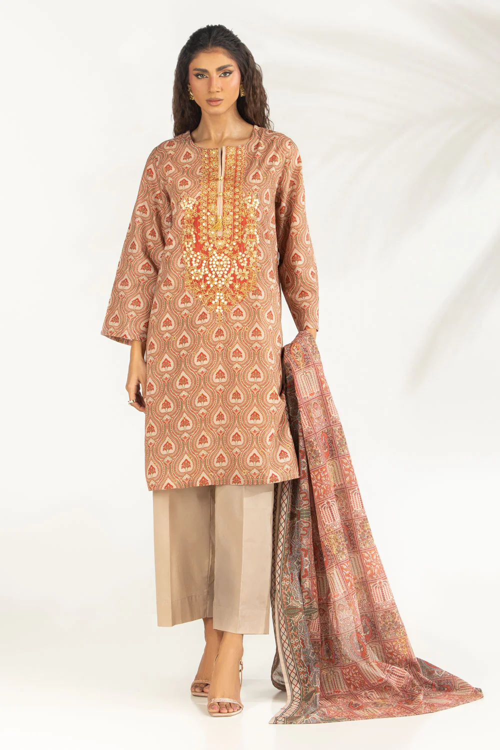 3PC Lawn Printed Suit With Embroidered - Image 3