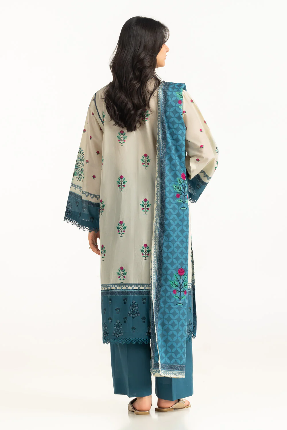 3PC Lawn Printed Suit With Embroidered - Image 6