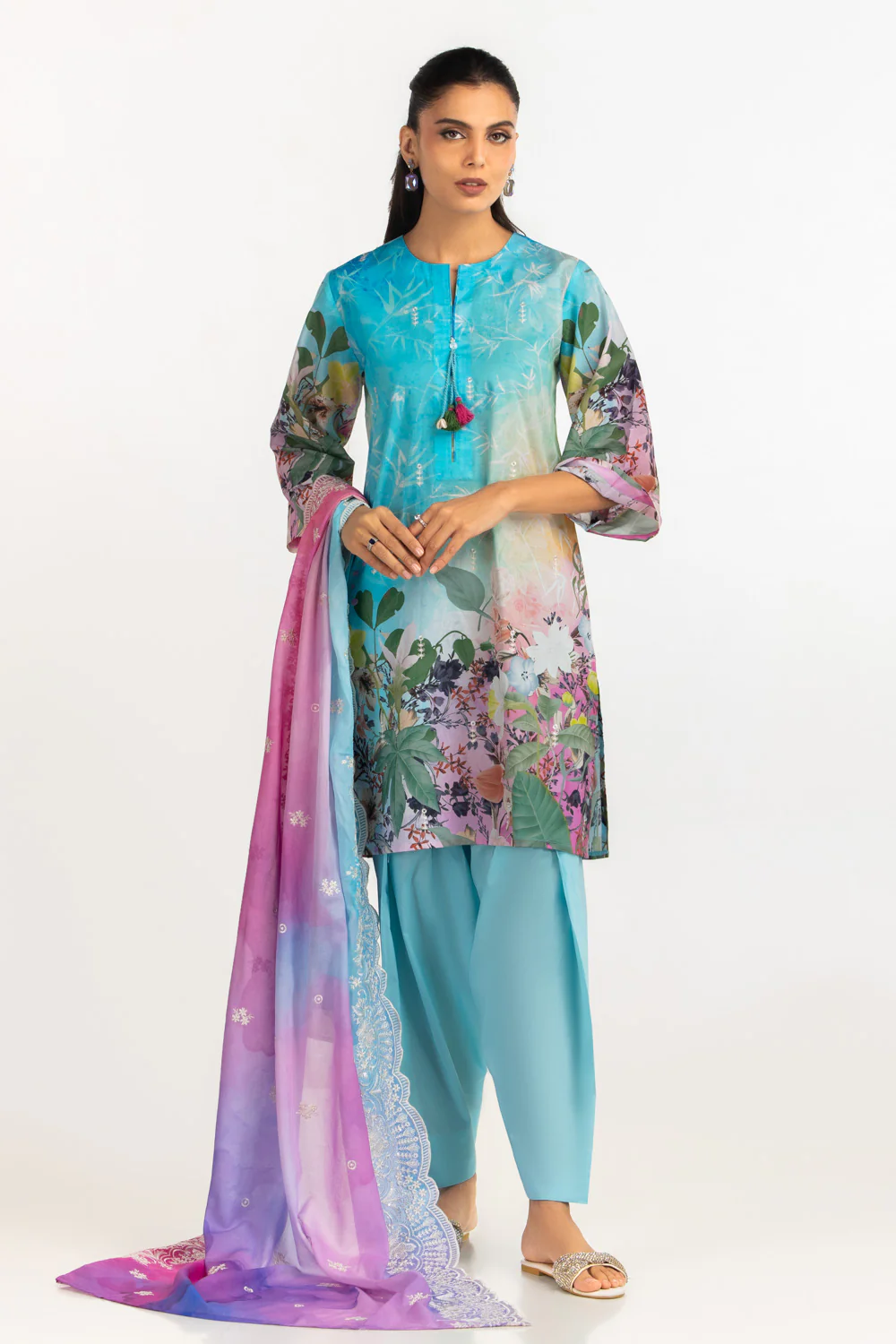 3PC Lawn Printed Suit With Embroidered - Image 3