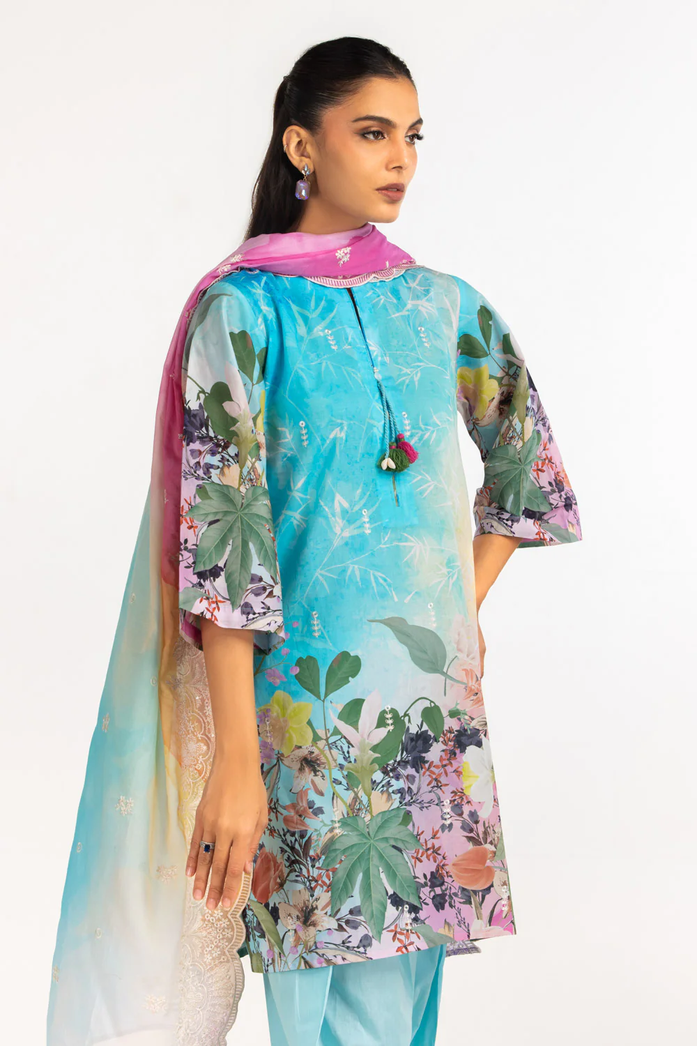 3PC Lawn Printed Suit With Embroidered - Image 4