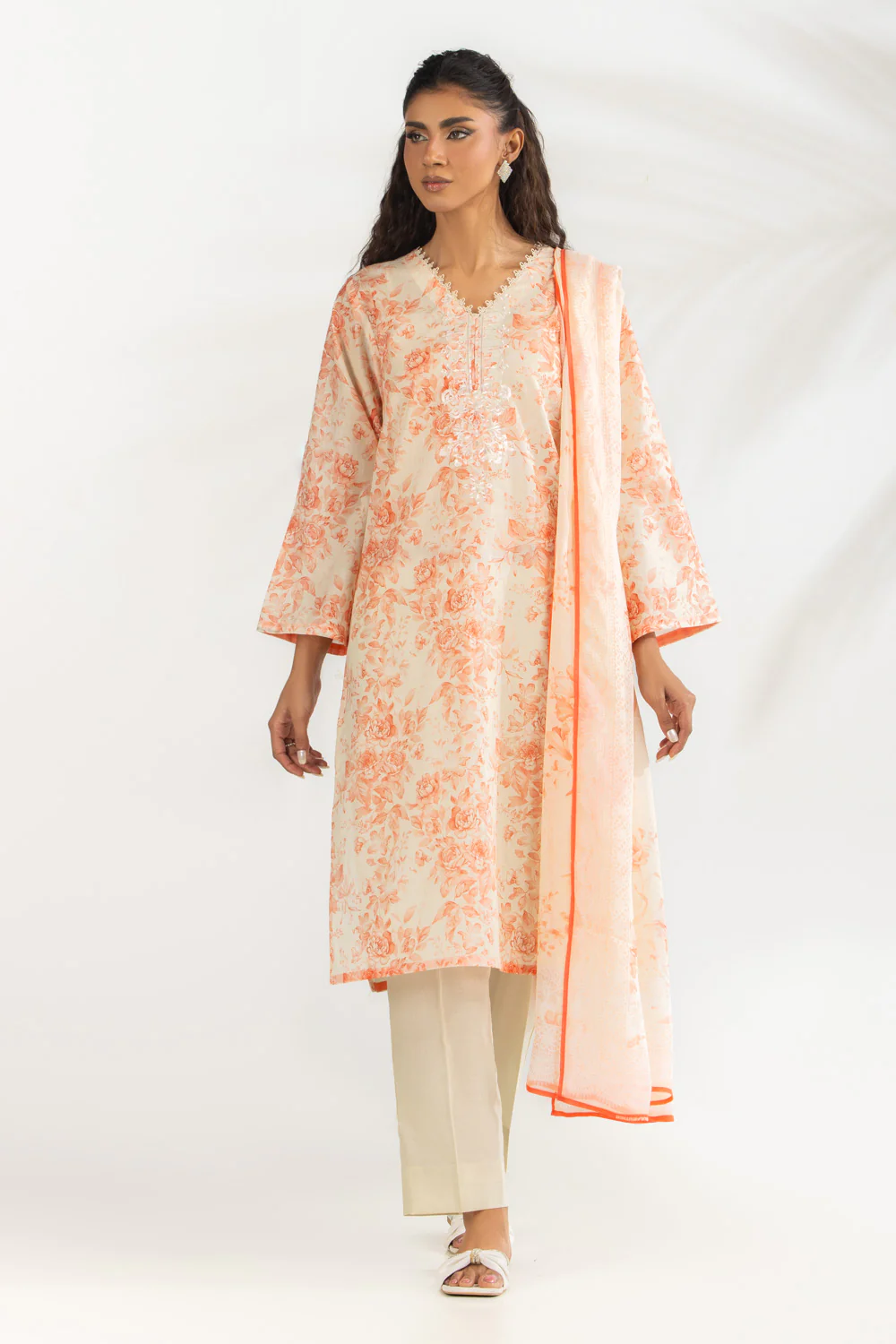3PC Lawn Printed Suit With Embroidered