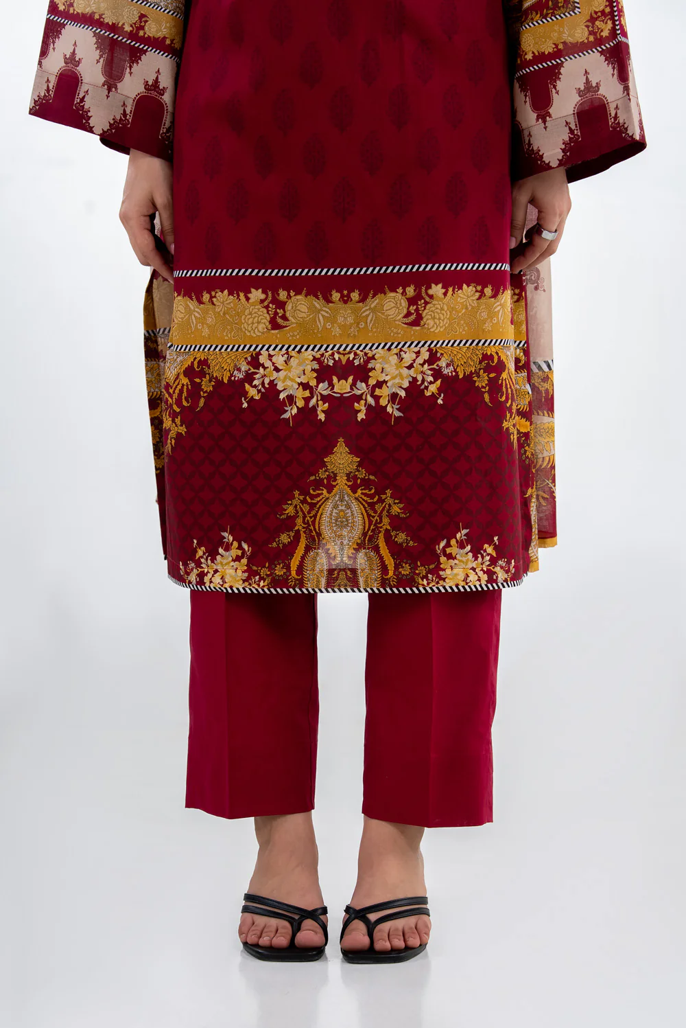 3PC Lawn Printed Suit With Embroidered - Image 7