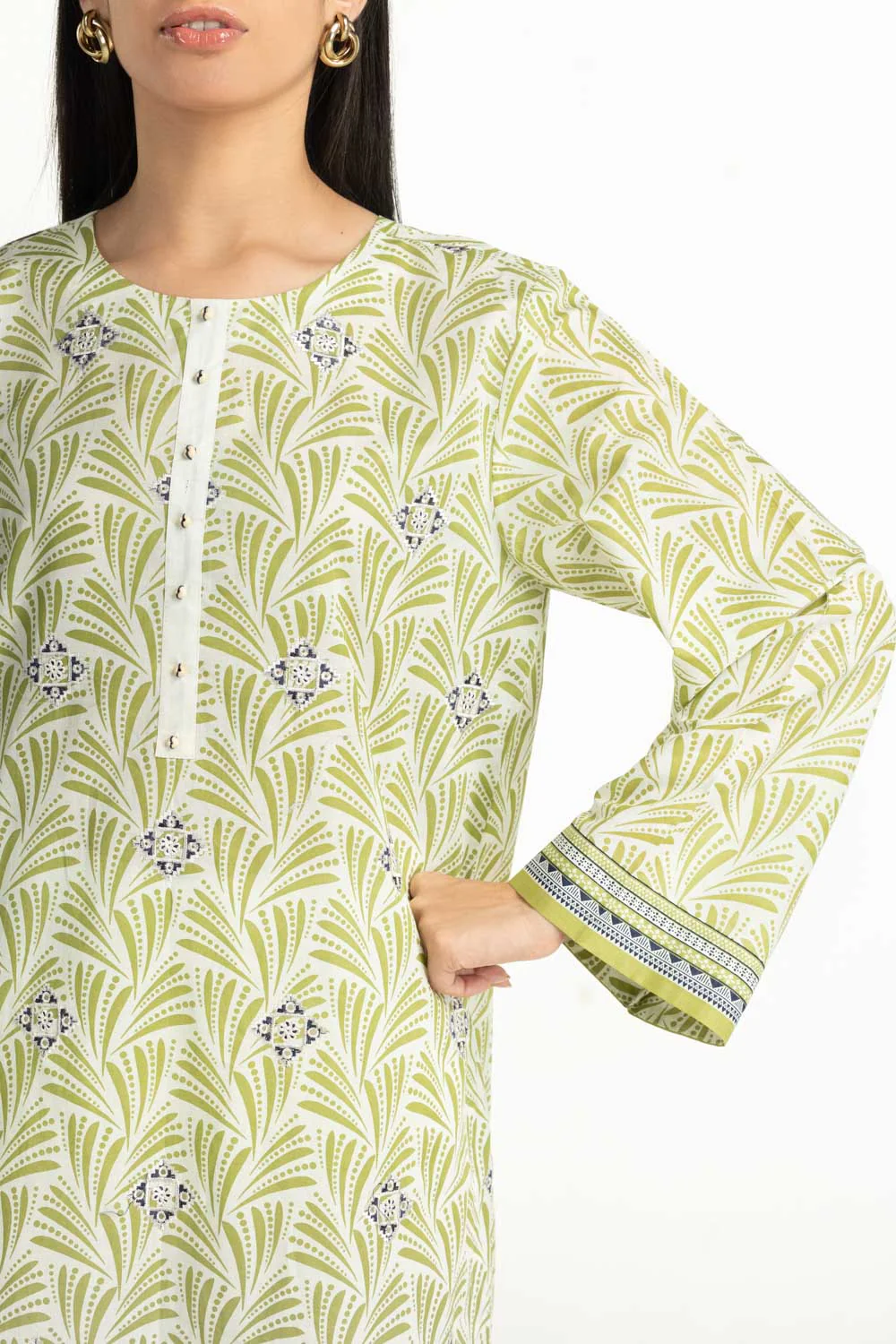 3PC Lawn Printed Suit With Embroidered - Image 2