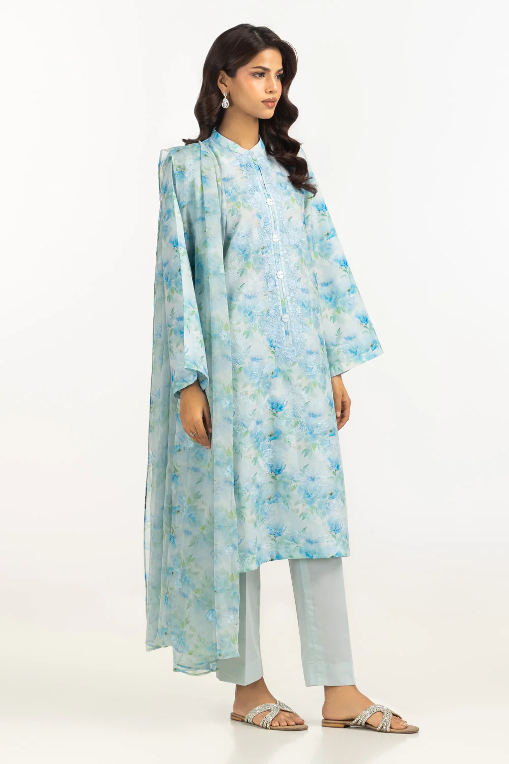 3PC Lawn Printed Suit With Embroidered - Image 5