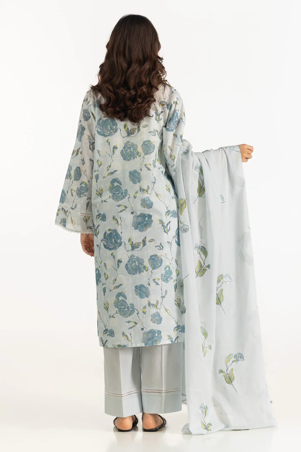 3PC Lawn Printed Suit With Embroidered - Image 6