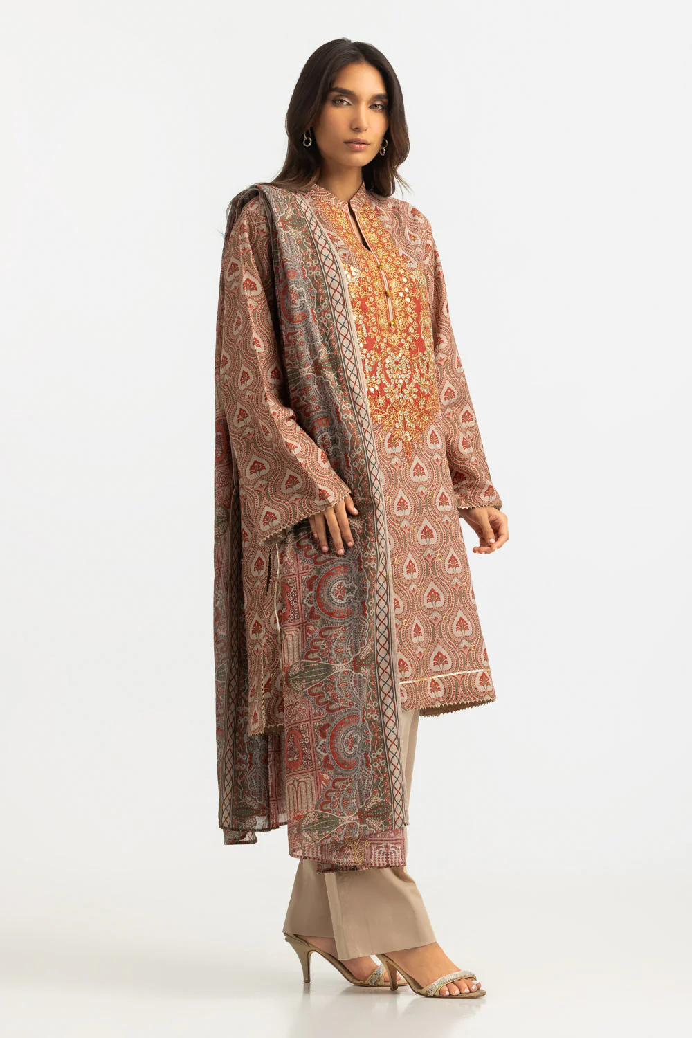 3PC Lawn Printed Suit With Embroidered - Image 4