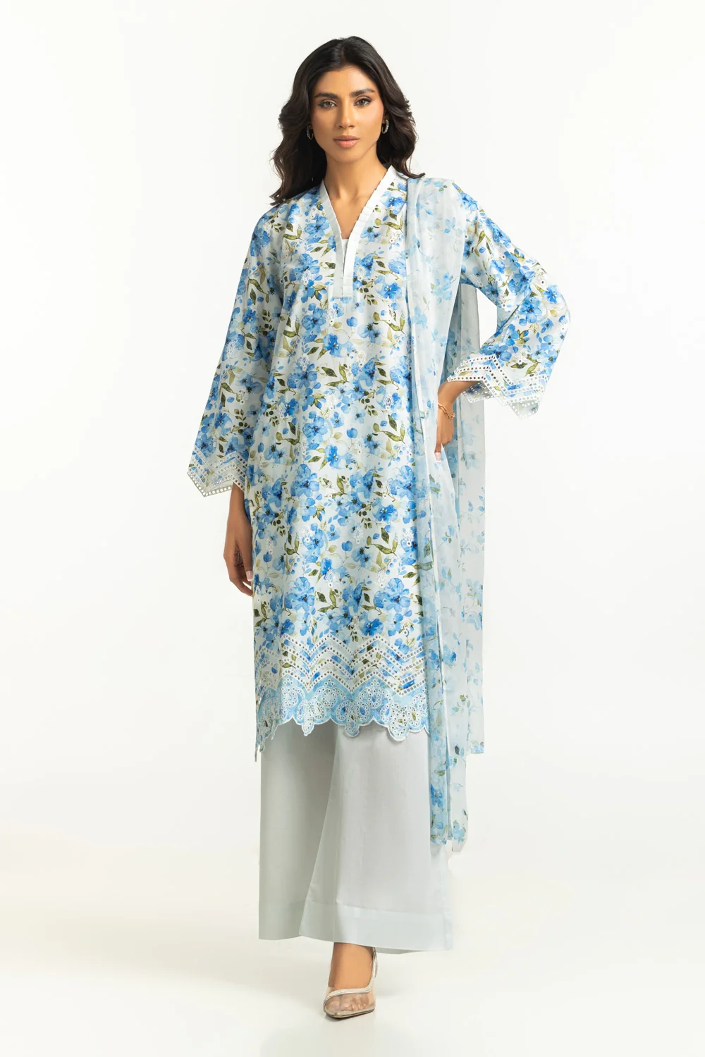 3PC Lawn Printed Suit with Embroidered