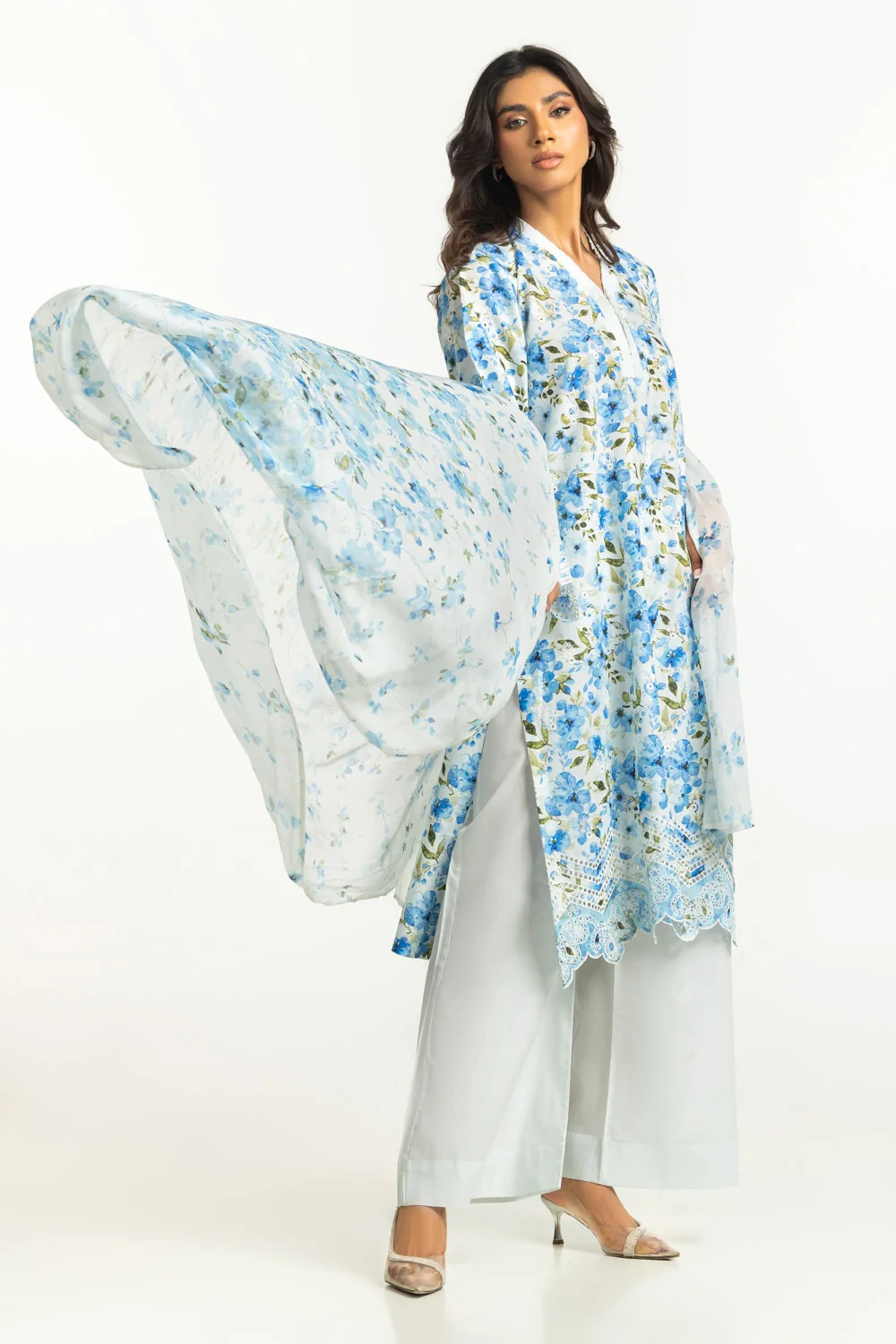3PC Lawn Printed Suit with Embroidered - Image 3