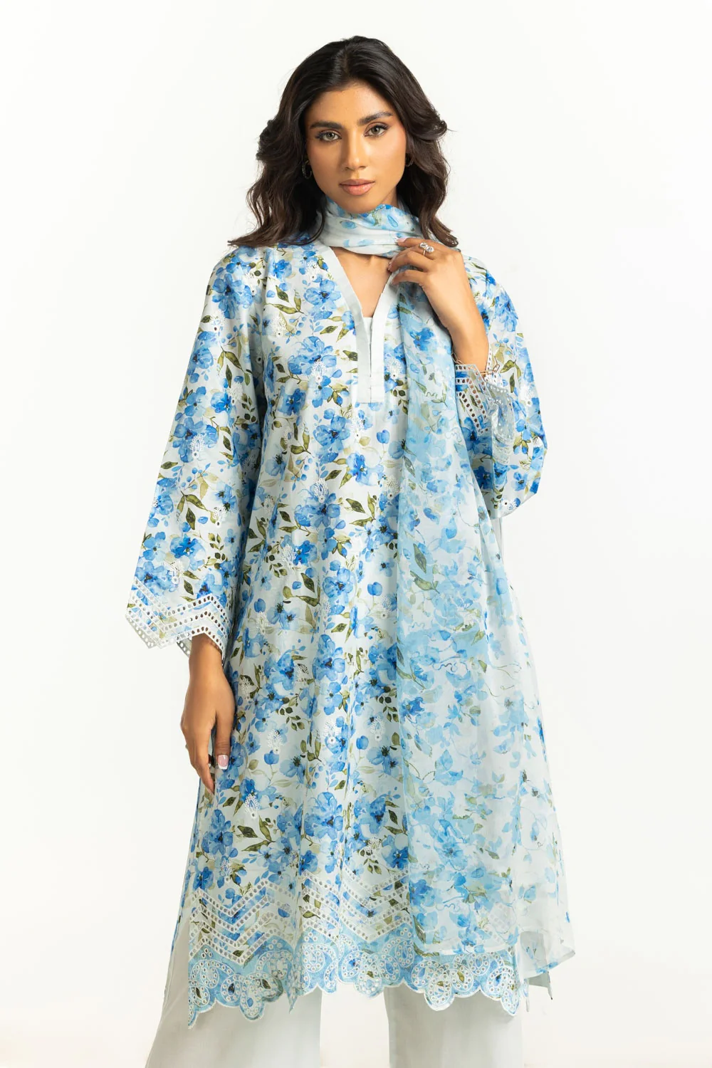 3PC Lawn Printed Suit with Embroidered - Image 5