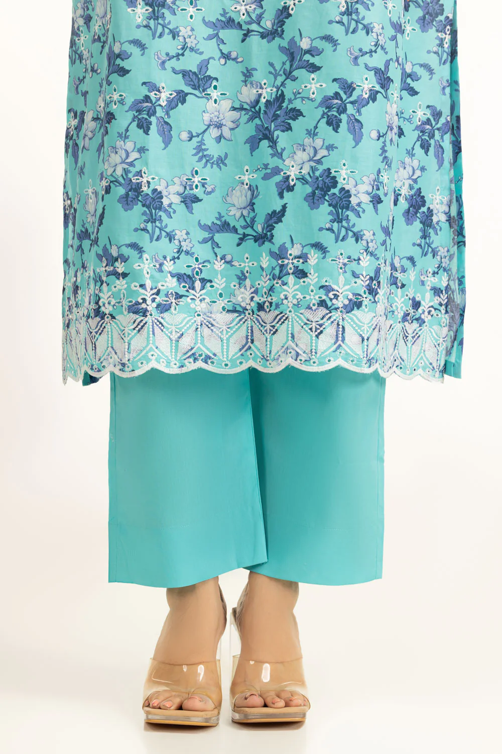 3PC Lawn Printed Suit With Schiffli Embroiderd - Image 3