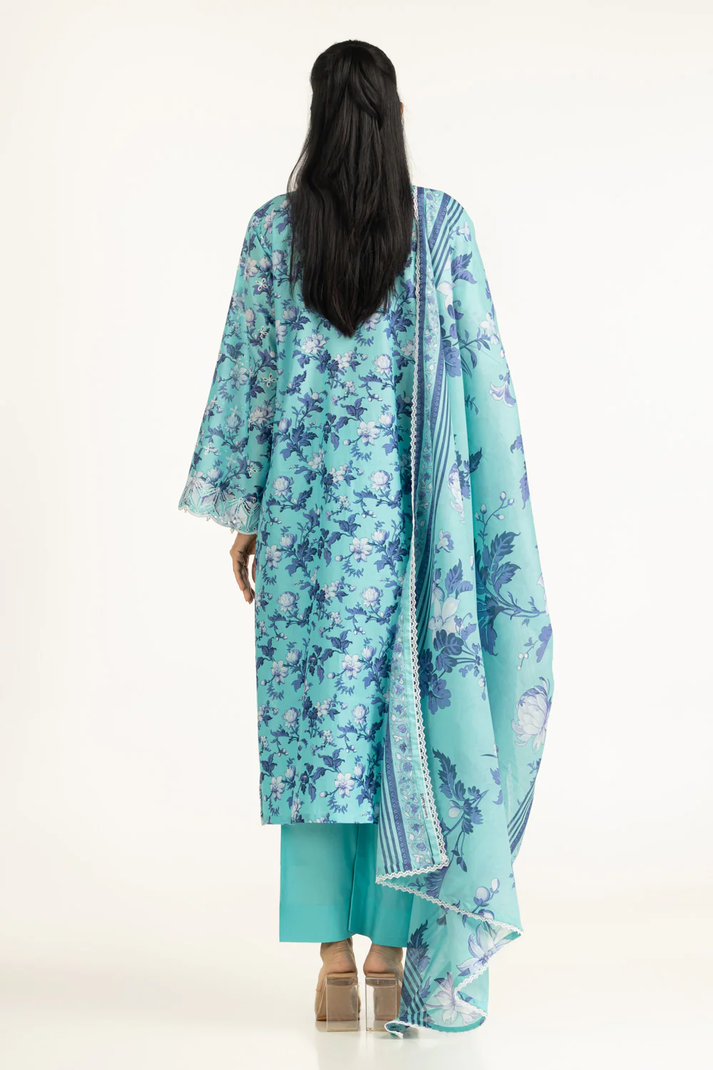 3PC Lawn Printed Suit With Schiffli Embroiderd - Image 4