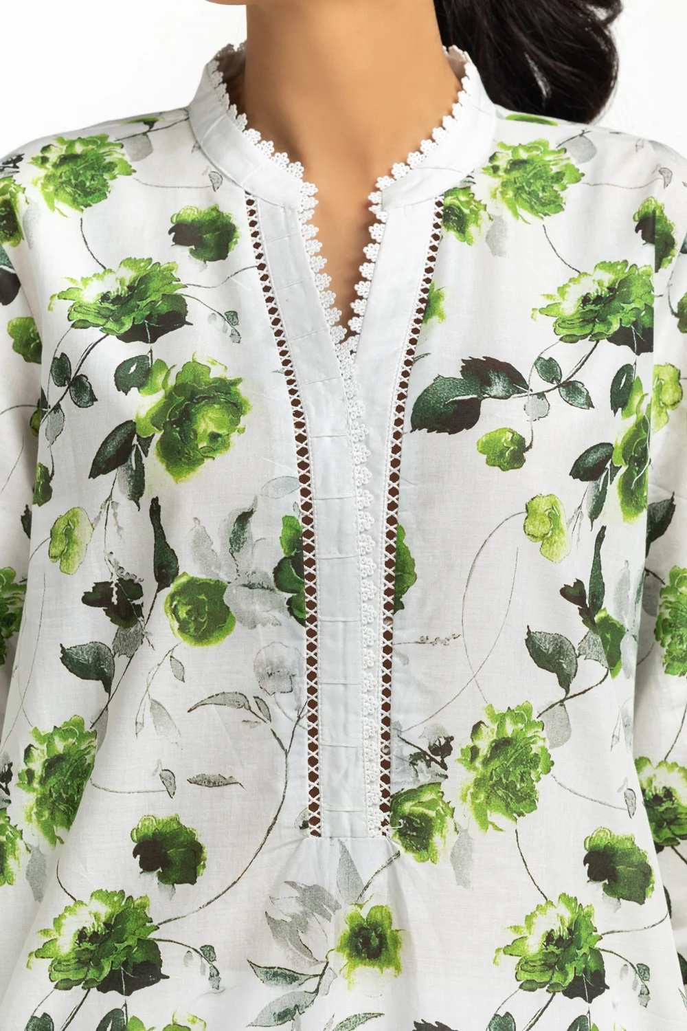 3PC Lawn Printed Suit With Schiffli Embroidered - Image 2