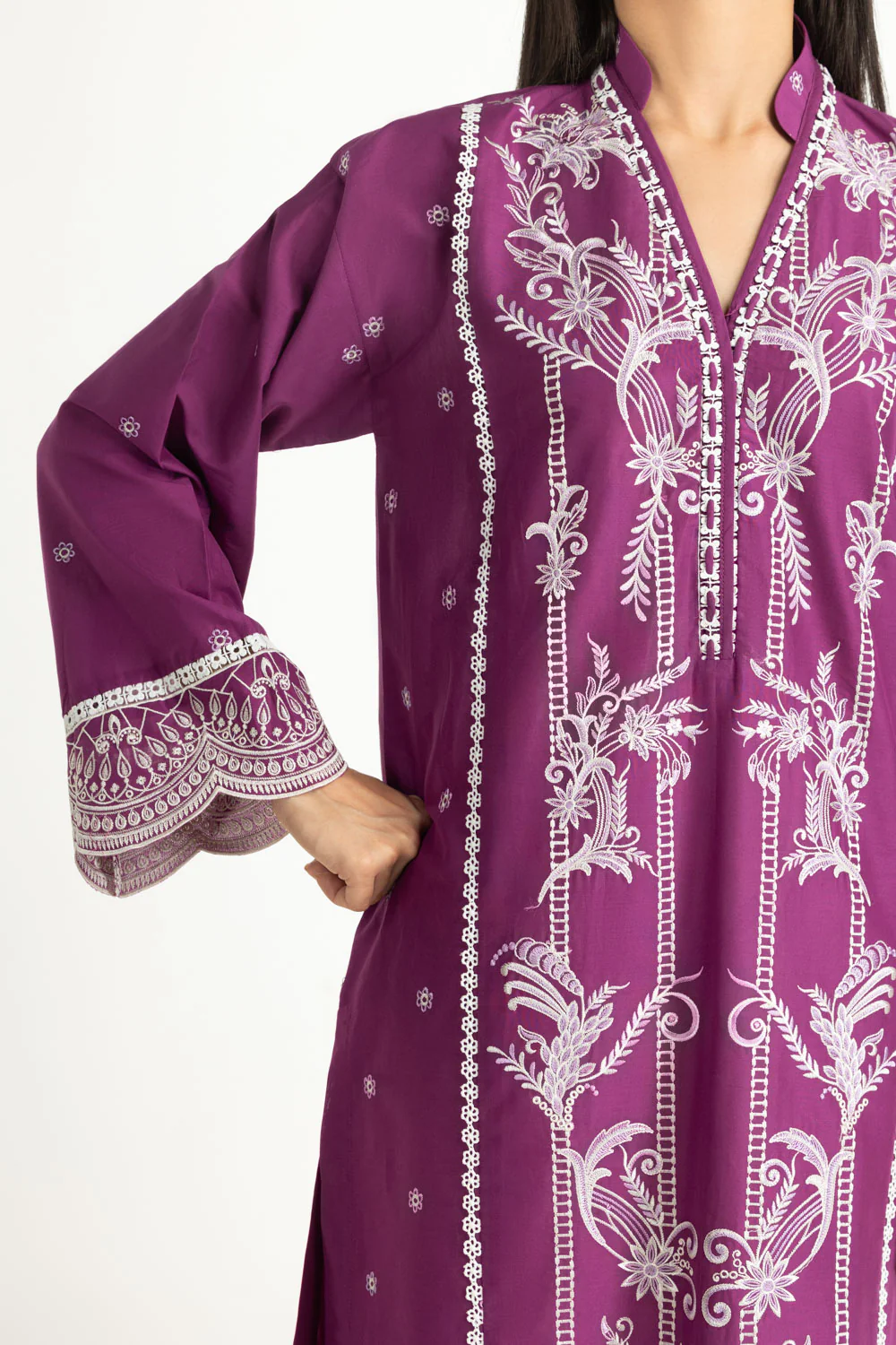 3PC Lawn Printed With Embroidered Suit - Image 5