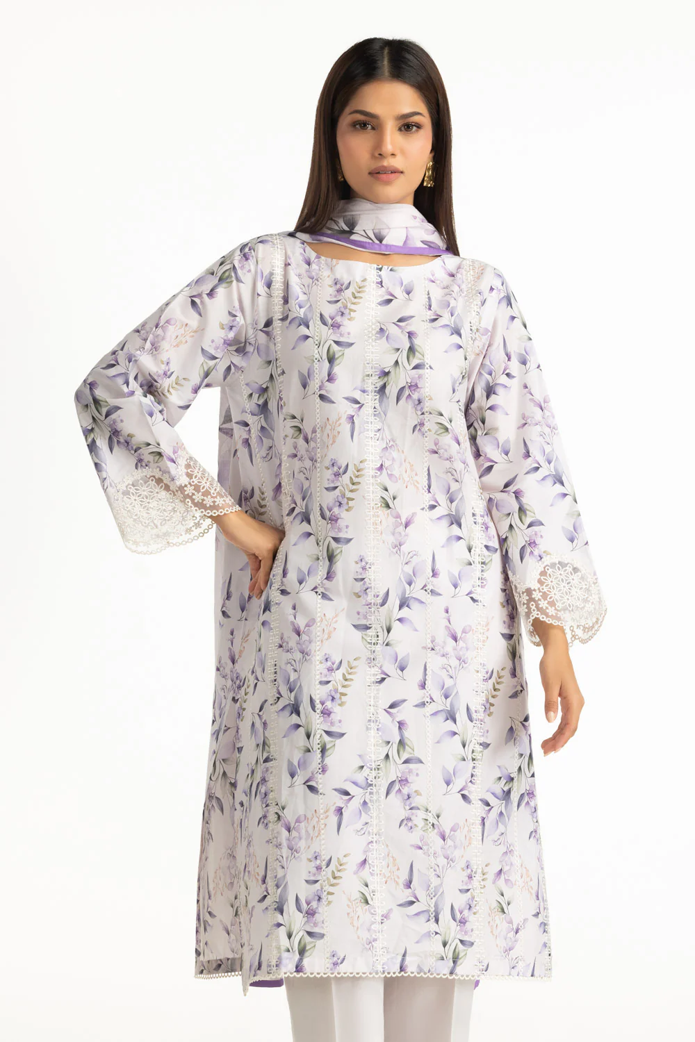 3PC Lawn Printed With Embroidered Suit - Image 3
