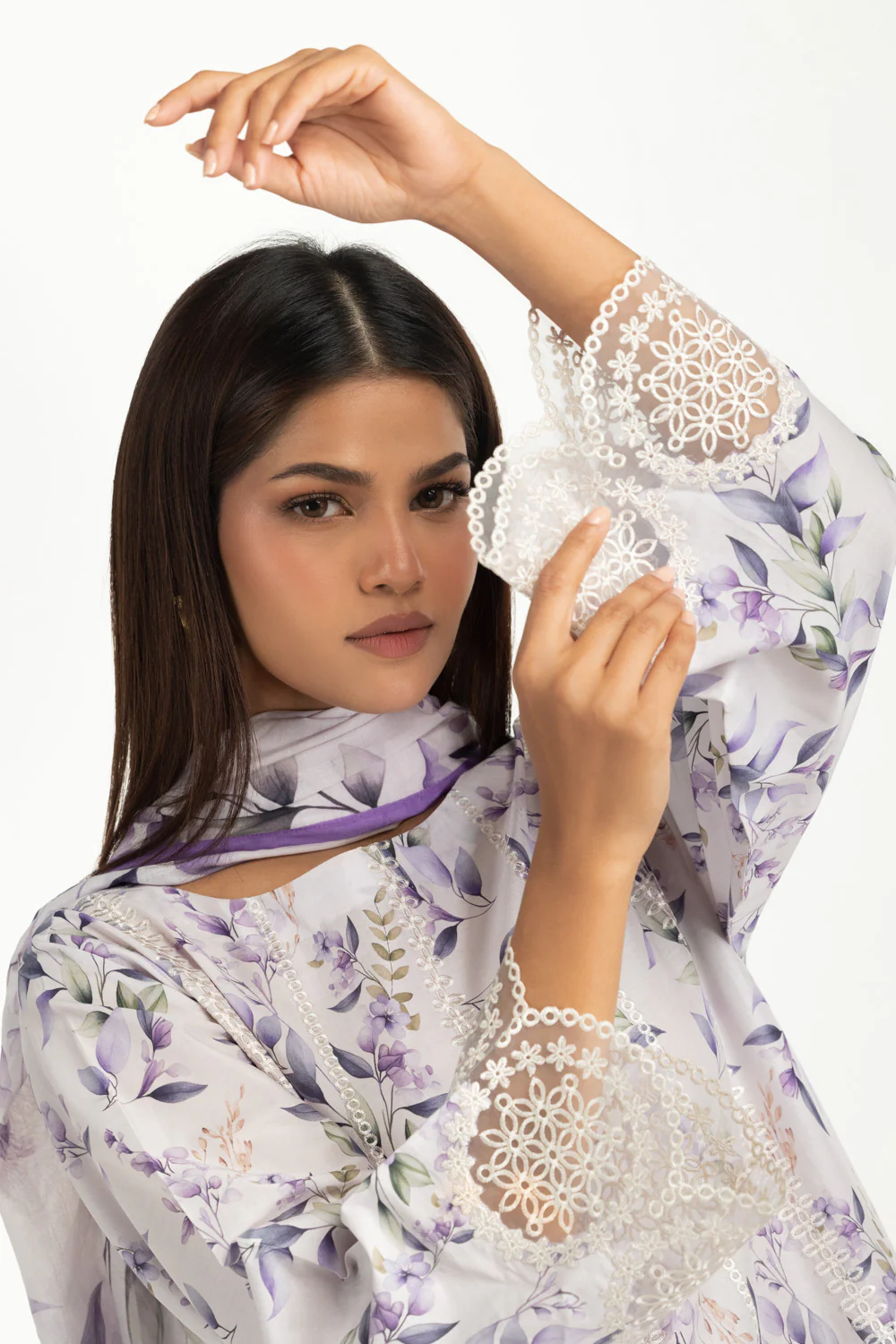 3PC Lawn Printed With Embroidered Suit - Image 4