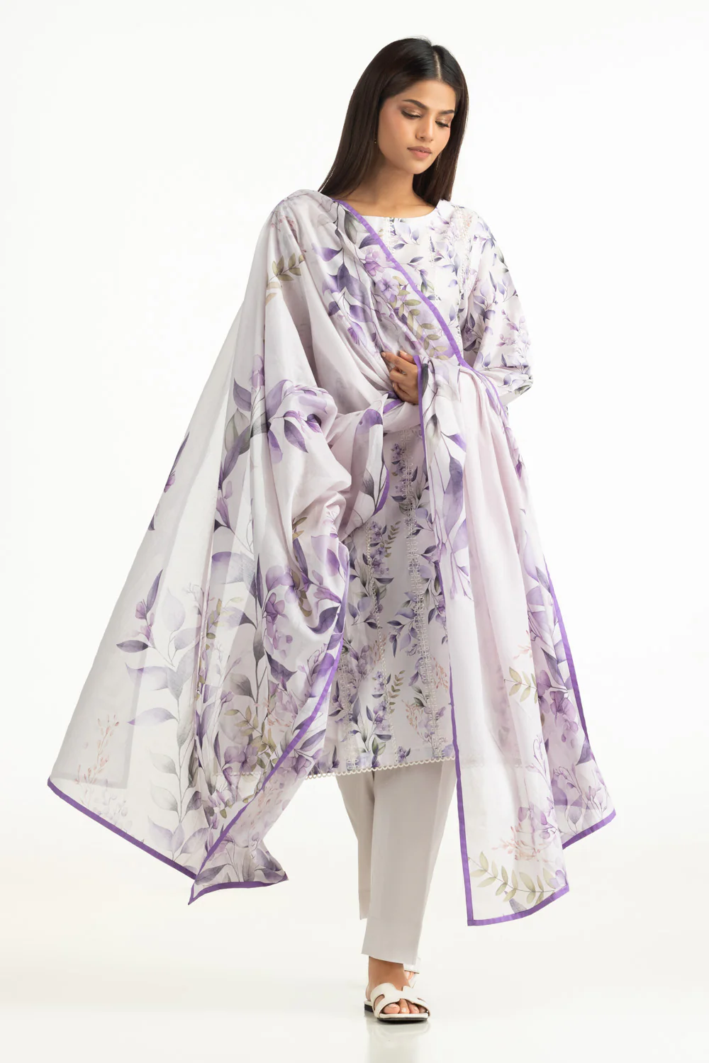 3PC Lawn Printed With Embroidered Suit - Image 5