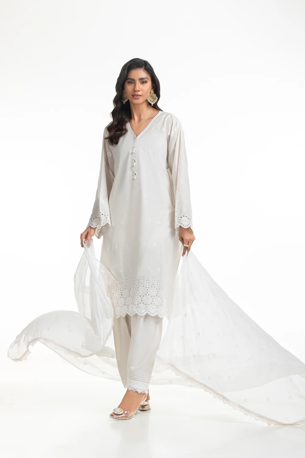 3PC Lawn Schiffli Embroidered Suit