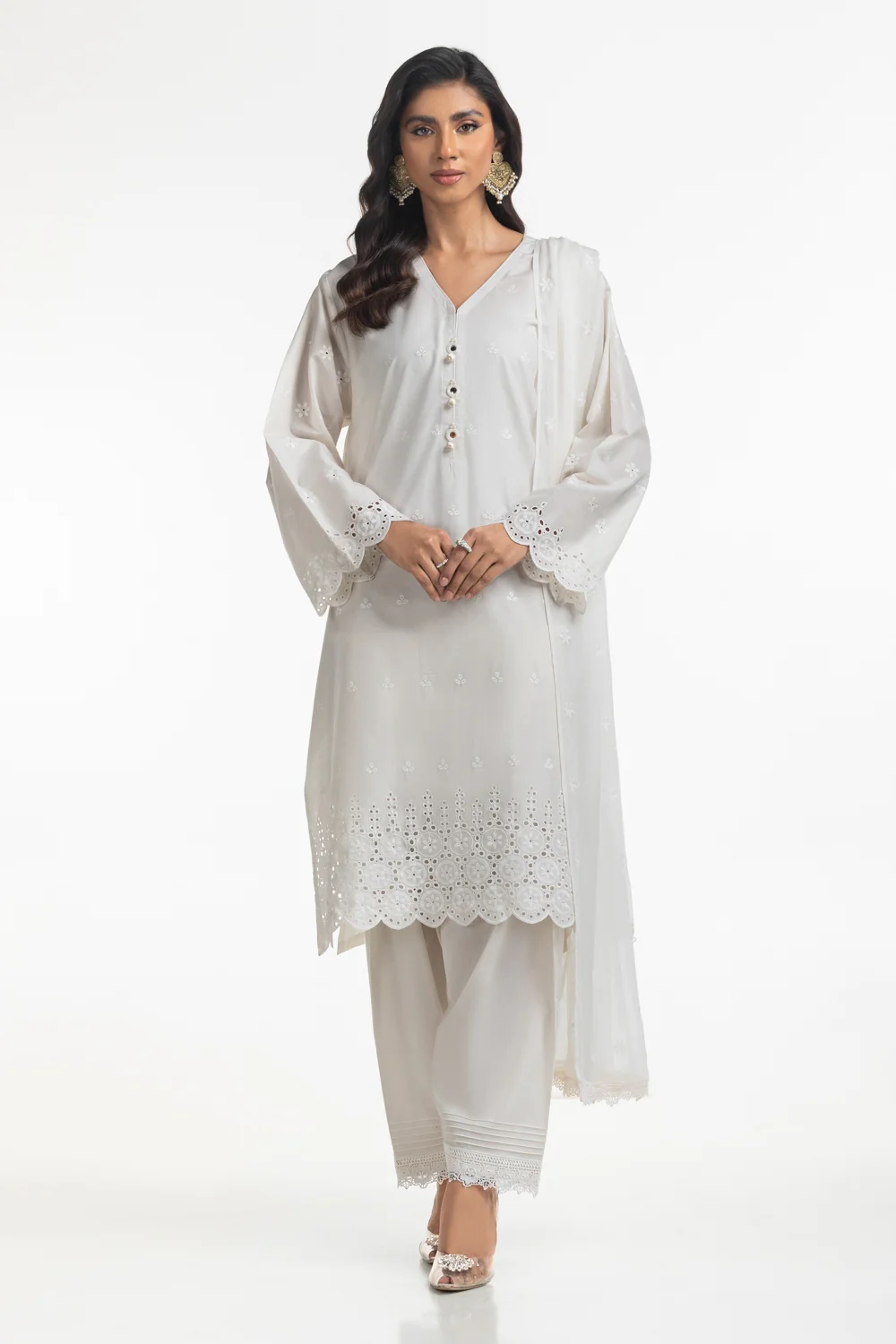3PC Lawn Schiffli Embroidered Suit - Image 3