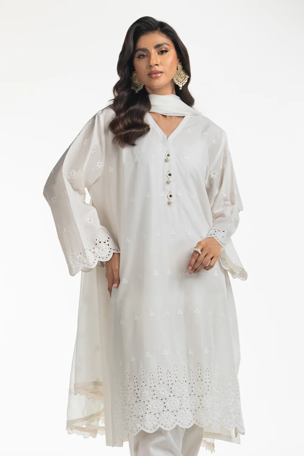 3PC Lawn Schiffli Embroidered Suit - Image 4