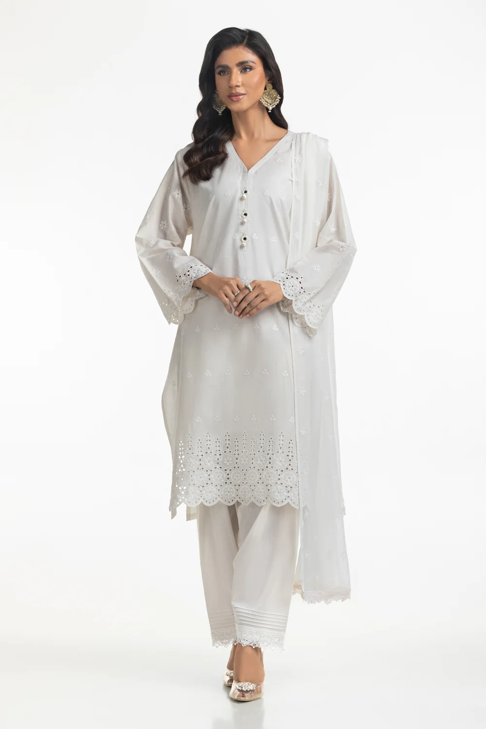 3PC Lawn Schiffli Embroidered Suit - Image 5