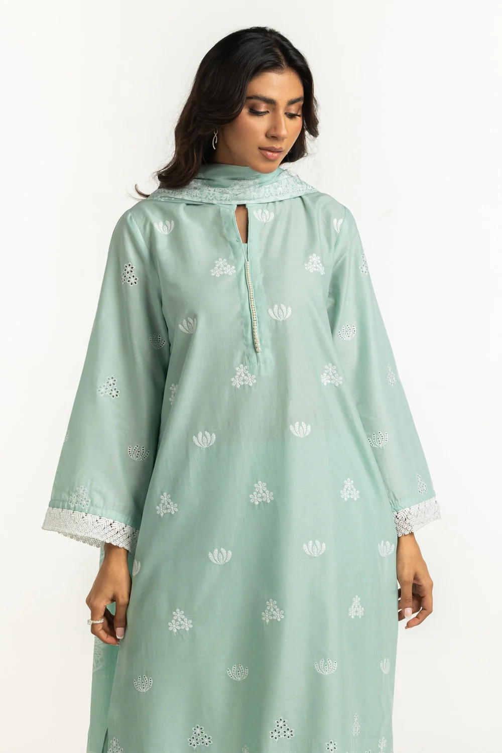 3PC Lawn Schiffli Embroidered Suit - Image 4