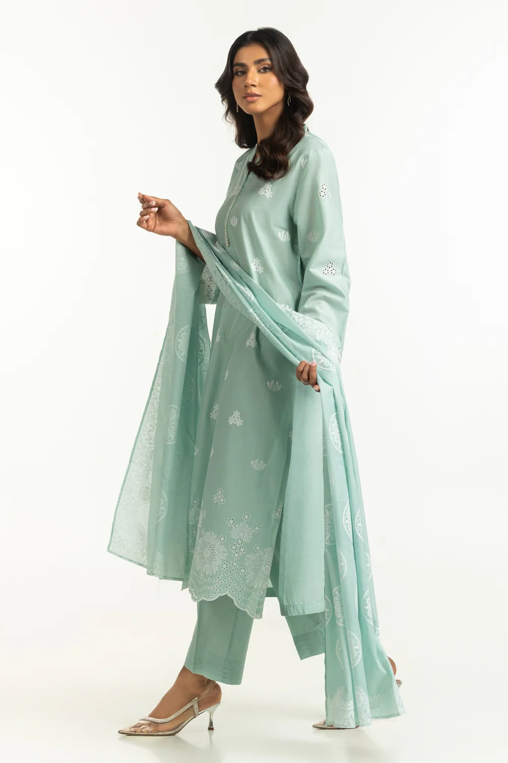3PC Lawn Schiffli Embroidered Suit - Image 5