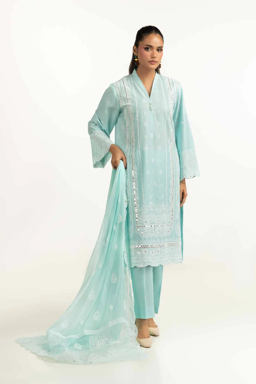 3PC Lawn Sequins Embroidered Suit - Image 6
