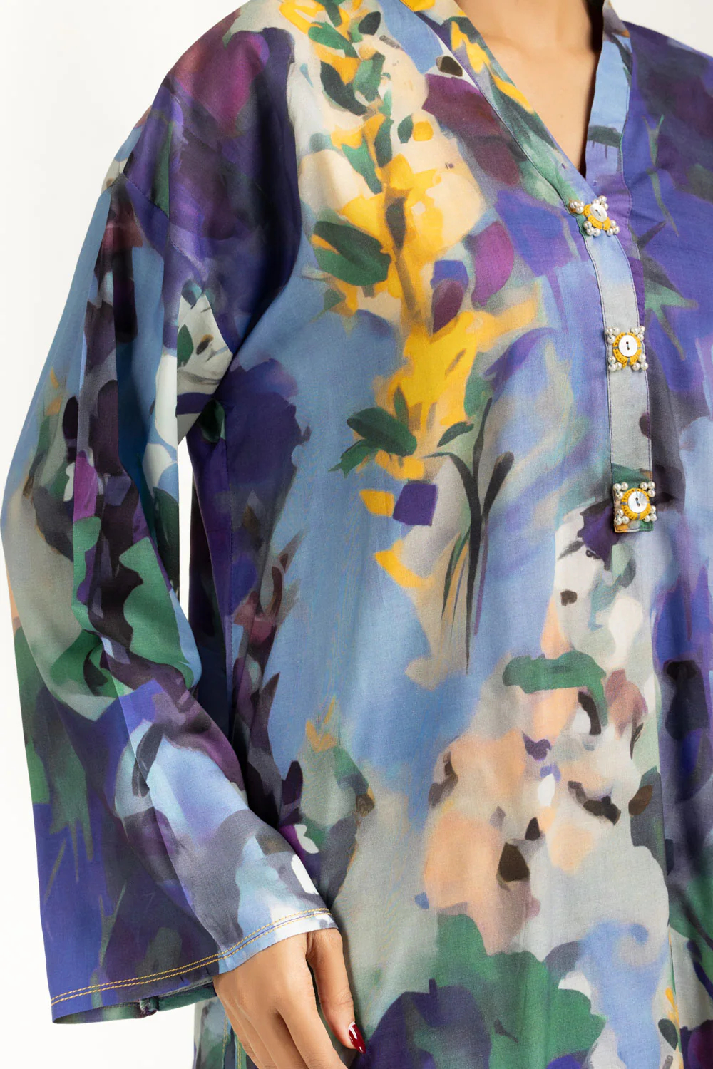 3PC Linen Printed Suit - Image 4
