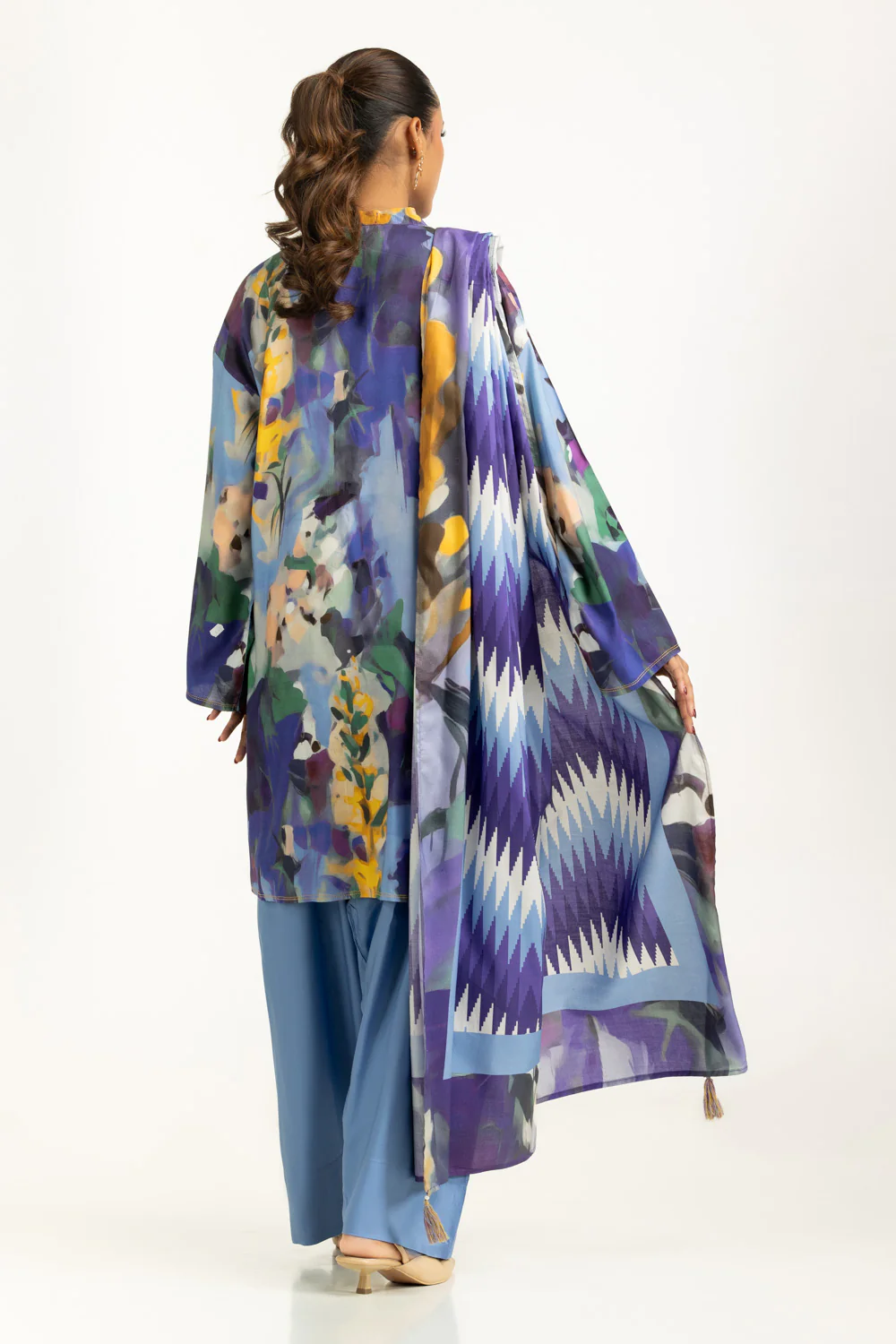 3PC Linen Printed Suit - Image 6