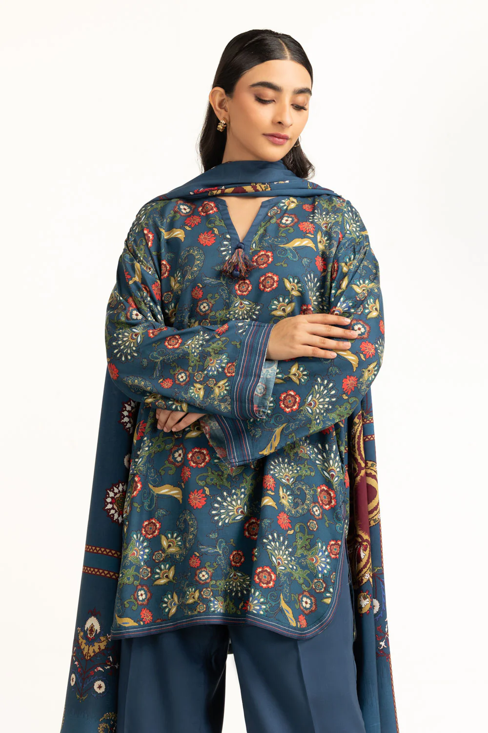 3PC Linen Printed Suit - Image 2