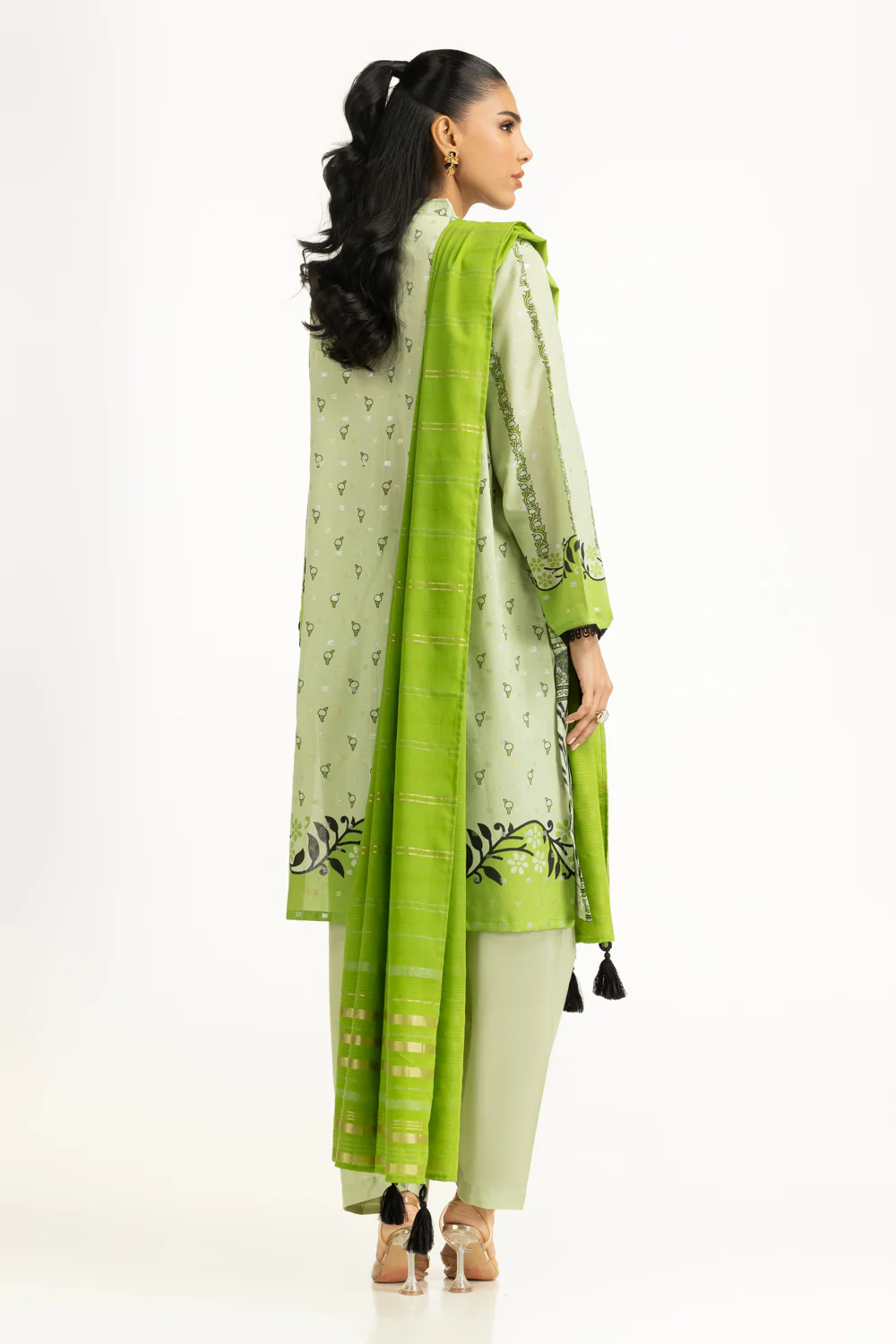 3PC Lurex Jacquard Printed Suit - Image 5