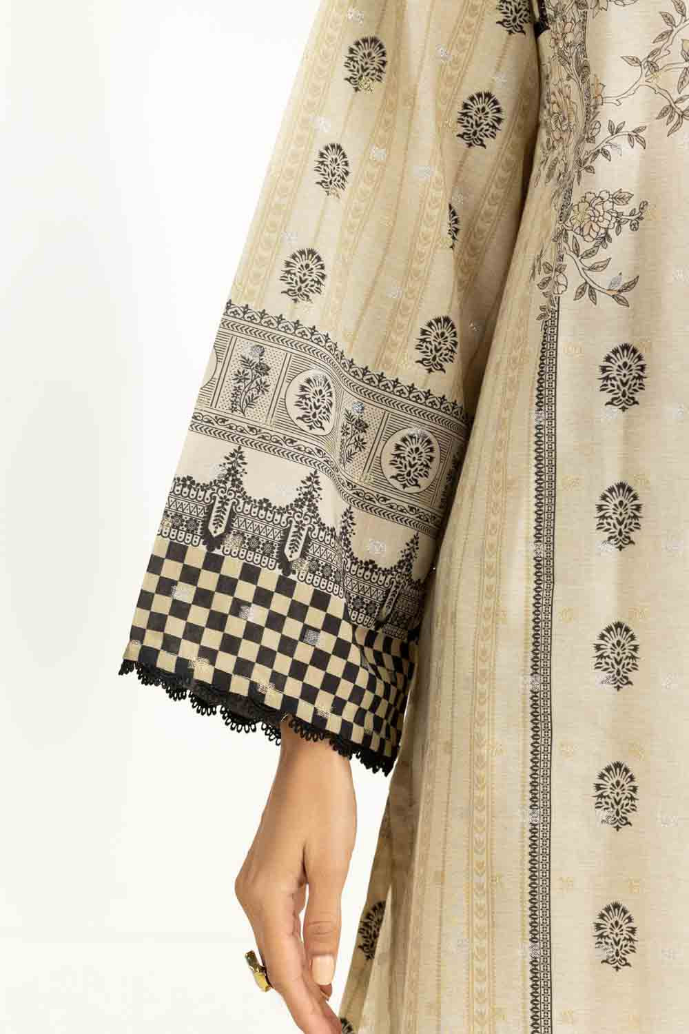 3PC Lurex Jacquard Printed Suit - Image 2