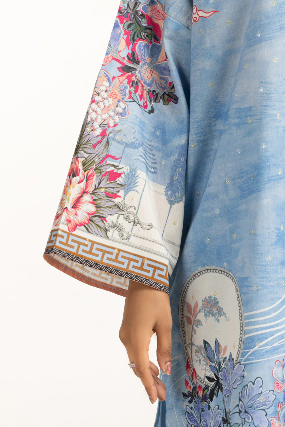 3PC Lurex Jacquard Printed Suit - Image 4